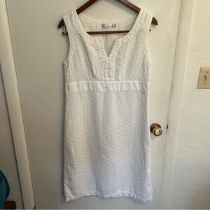 Cut Loose Eyelet Dress Shift V-Neck Womens S White Cotton Linen San Francisco